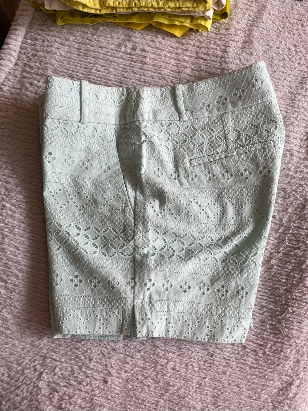 LOFT Mint Eyelet High-Waist Shorts